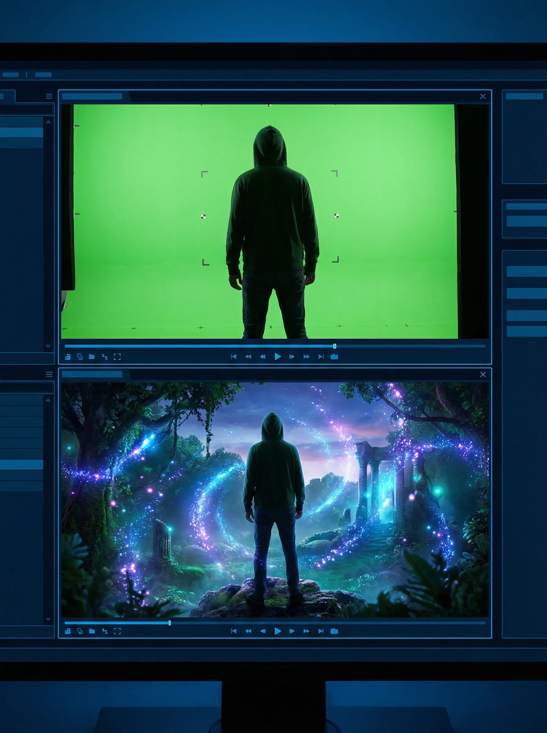同人动漫 绿幕抠图合成 - 奇幻场景VFX特效